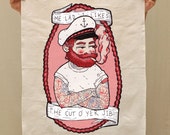 Cotton Linen tea towel with Sailor Man print by The Paper Beast