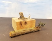 Mini Dead Tree Trunk, Log with Huckleberry Bush and a Stump, Model