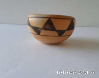 Vintage Hopi Pottery Bowl, Hand Painted Geometric Design