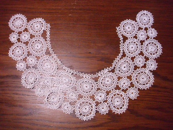 Vintage White Tatted Collar, White Collar, Tatting