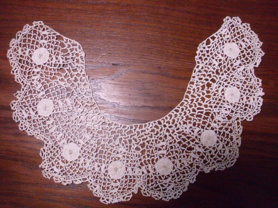 Vintage Off White Crochet Collar, Beige Collar, Fi