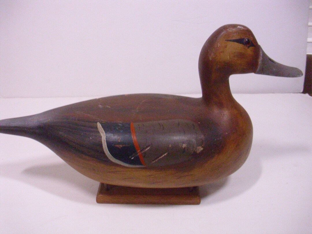 Vintage Wood Carving, Carved Pintail Duck, Bird Carving, Duck Decoy