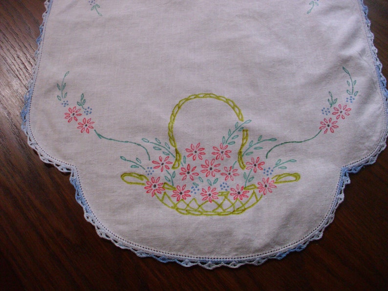 Pretty Pink Flowers Table Runner//Dresser Scarf Stamped for Embroidery