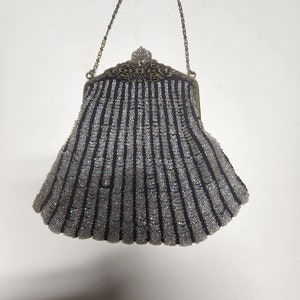 Vintage Swag Beaded Purse, Beaded Handbag, Beaded Purse, Glass Beaded Purse, Evening Bag, Evening Purse, Black Bag, Shimmering Purse
