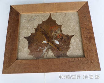 Vintage Eagle Folk Art Painting, Signed Framed Indian Decor