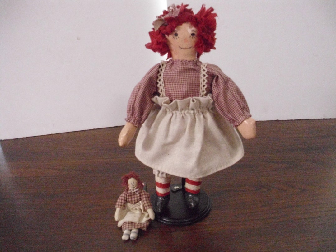 Vintage Rag Dolls, Raggedy Dolls, 13 1/2 Rag Doll, 5 Rag Doll, Handmade