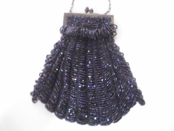 Vintage Black Beaded Purse, Beaded Handbag, Beade… - image 3