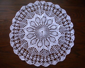 Vintage Round Doily,  White Crochet Doily, Large Round Doily, Round Table Doily, Round Crocheted Doily, Round Lace Doily,  Table Linen