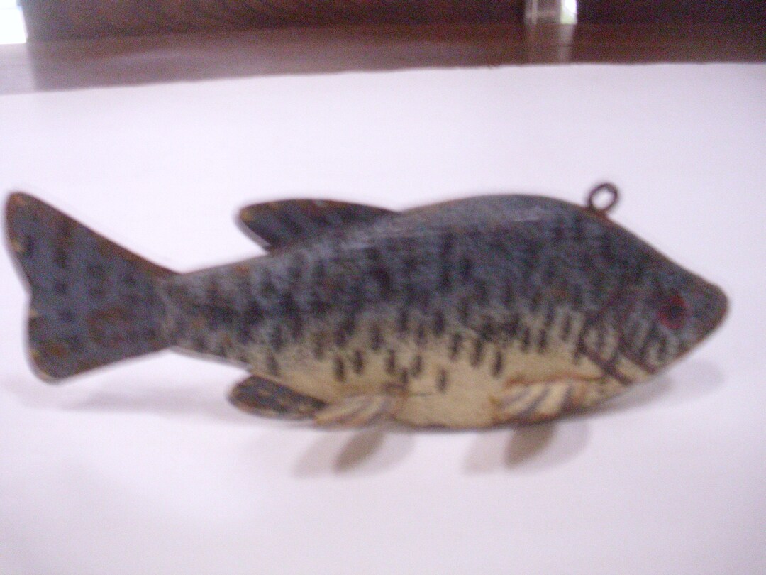 Antique/vintage Hand Carved Fish Decoys, Tin and Wood, Hand Painted