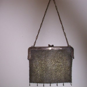 Antique Purse, Vintage Purse, German Silver Purse, Mesh Metal, Vintage Mesh Purse, Silver Mesh Purse, Antique Hand Bag, Vintage Hand Bag