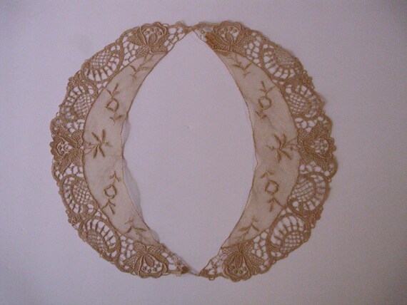 Vintage Beige Lace Collar, Detachable Collar, Beig