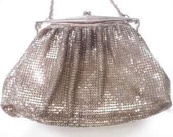 Antique Purse, Whiting and Davis, Silver Mesh, Sliver Purse, Mesh Handbag, Vintage Mesh Purse, Evening Purse, Vintage Handbag