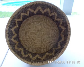 Antique / Vintage Northwest Coast Coiled Bowl, Native American Art, Hand Woven Basket, Native America Indian Art, Round Tray, Haida Bowl