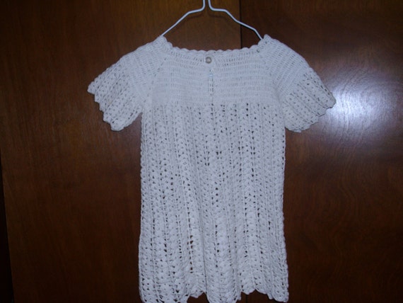 Vintage Crocheted Baby Dress, White Baby Dress, C… - image 2