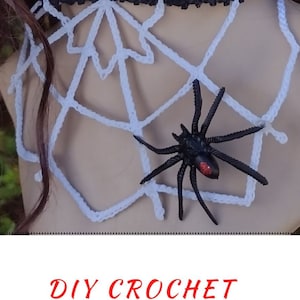 Spider Web Crochet Necklace Halloween, Steampunk, Costume; Easy DIY Crochet Jewelry Collar Necklace PATTERN