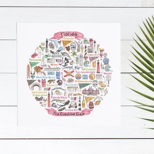 Florida Icon Watercolor Illustration