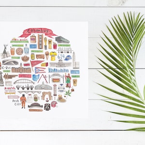 Columbus, OH Icon Watercolor Illustration