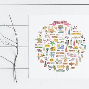 Bonaire Icon Watercolor Illustration