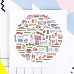 Chattanooga, TN Icon Watercolor Illustration