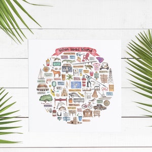 Hilton Head Island, SC Icon Watercolor Illustration