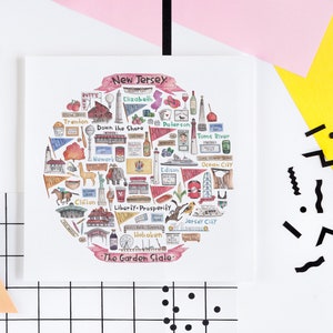 New Jersey Icon Watercolor Illustration