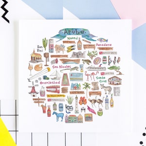 Aruba Icon Watercolor Illustration