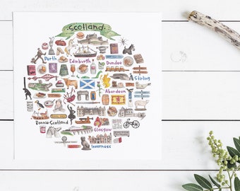 Scotland Icon Watercolor Illustration