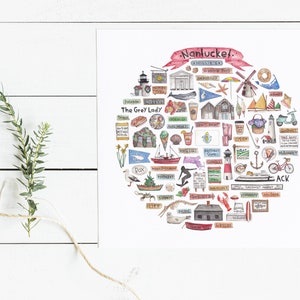 Nantucket Icon Watercolor Illustration