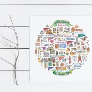 South Carolina Icon Watercolor Illustration