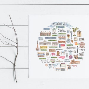 Chapel Hill, NC Icon Watercolor Illustration