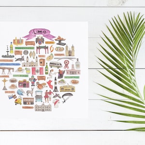 Lima Icon Watercolor Illustration