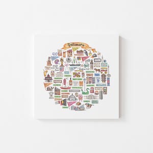 Baltimore, Maryland Landmarks Watercolor Print