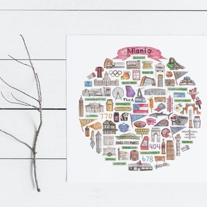 Atlanta, GA Icon Watercolor Illustration