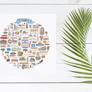 Israel Icon Watercolor Illustration