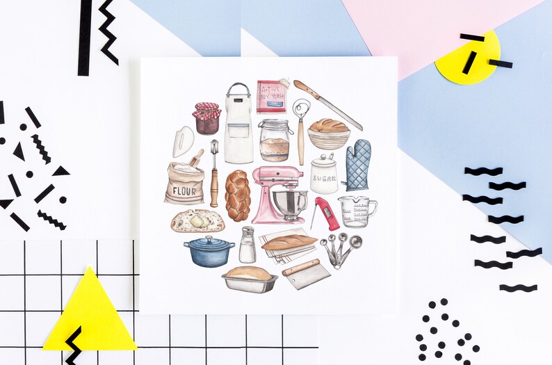 Bread Making Icon Watercolor Illustration - Etsy