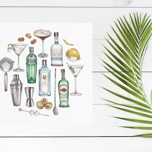 Martini Icon Watercolor Illustration