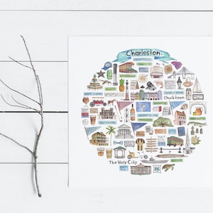Charleston, SC Icon Watercolor Illustration