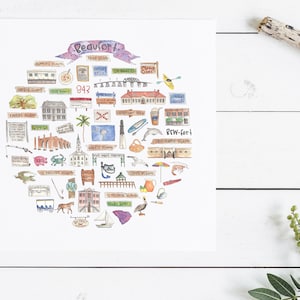 Beaufort, SC Icon Watercolor Illustration
