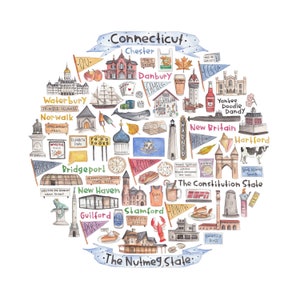 Connecticut Icon Watercolor Illustration - Etsy