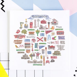 Tuscaloosa, AL Icon Watercolor Illustration