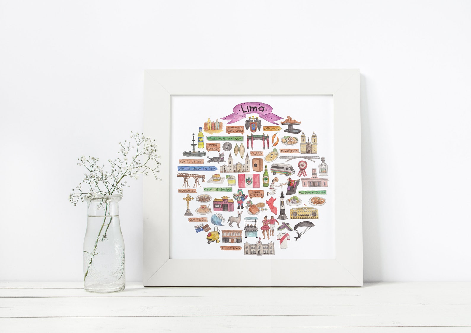Lima Icon Lima Icon Watercolor Illustration - Etsy