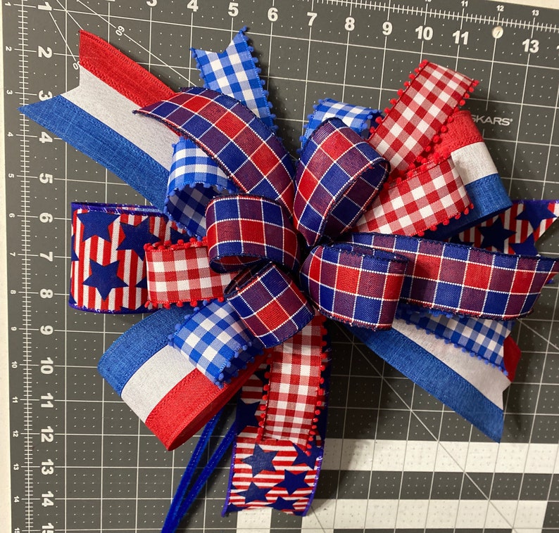 Independence Day bow Already Made Bow 4th of July Wreath Bow Bow for home Decor 4th of July Burlap Bow Gift basket bow Wreath Bow