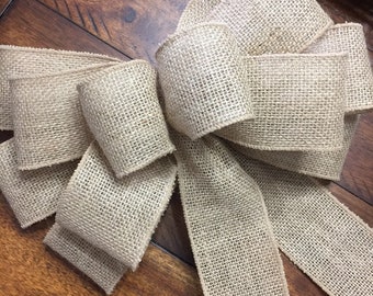 Burlap Bow, Wired Bow, Burlap Wreath Bows, Front Door Wreath Bow, Summer Ready Made Bow, Farm House Wreath bow