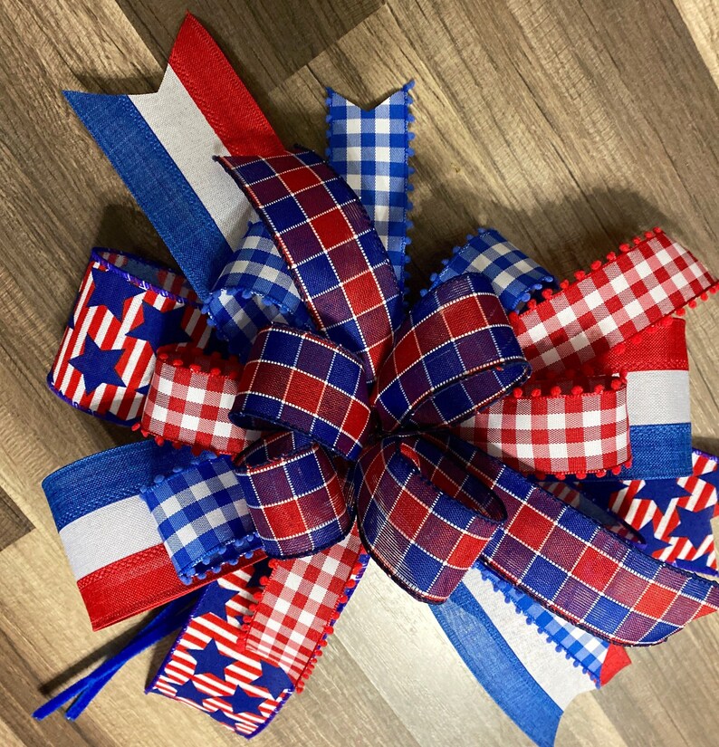 Independence Day bow Already Made Bow 4th of July Wreath Bow Bow for home Decor 4th of July Burlap Bow Gift basket bow Wreath Bow
