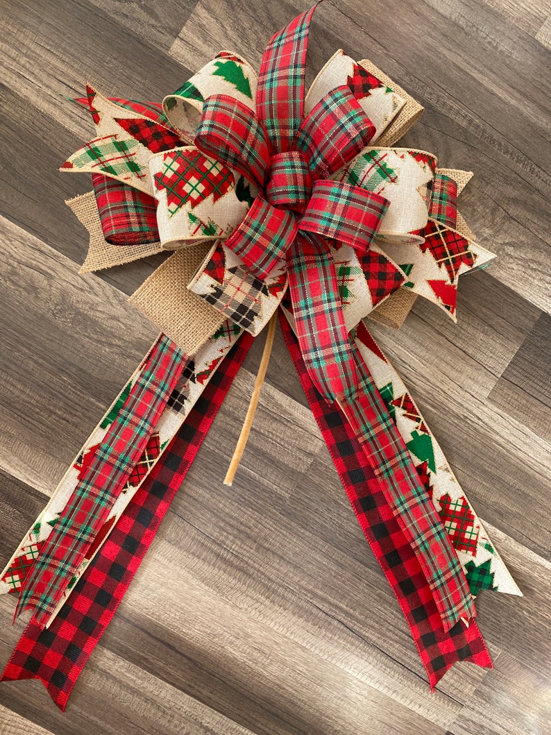 Christmas Wreath Bows Christmas Bow for Front Door Tree Etsy