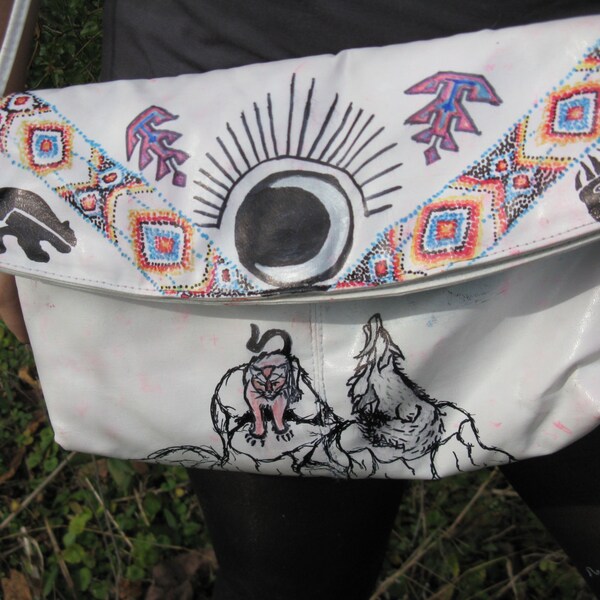 Hand Drawn Native American Inspired Messenger Bag