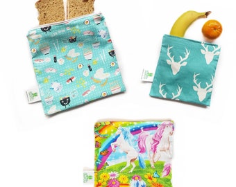 Zero waste reusable snack and sandwich bag sets