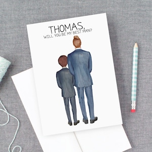 Carta per il miglior uomo / Papà e figlio / Sarai il mio miglior uomo / Portatore di anelli / Carta dello sposo / Carta personalizzata per padre e figlio Ricordo del matrimonio