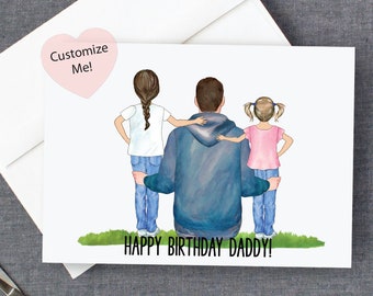 Dad Birthday Card | Dad Birthday from Kids | Dad and 2 Kids Child and Baby | Card for Dad | Fathers Day | Card from Children | Dad Keepsake