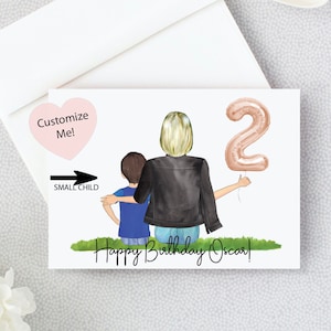 Tarjeta de cumpleaños para niños / tarjeta de cumpleaños de hijo / tarjeta de globo personalizada / mamá e hijo / ahijado / sobrina sobrino tarjeta de cumpleaños / de mamá tía